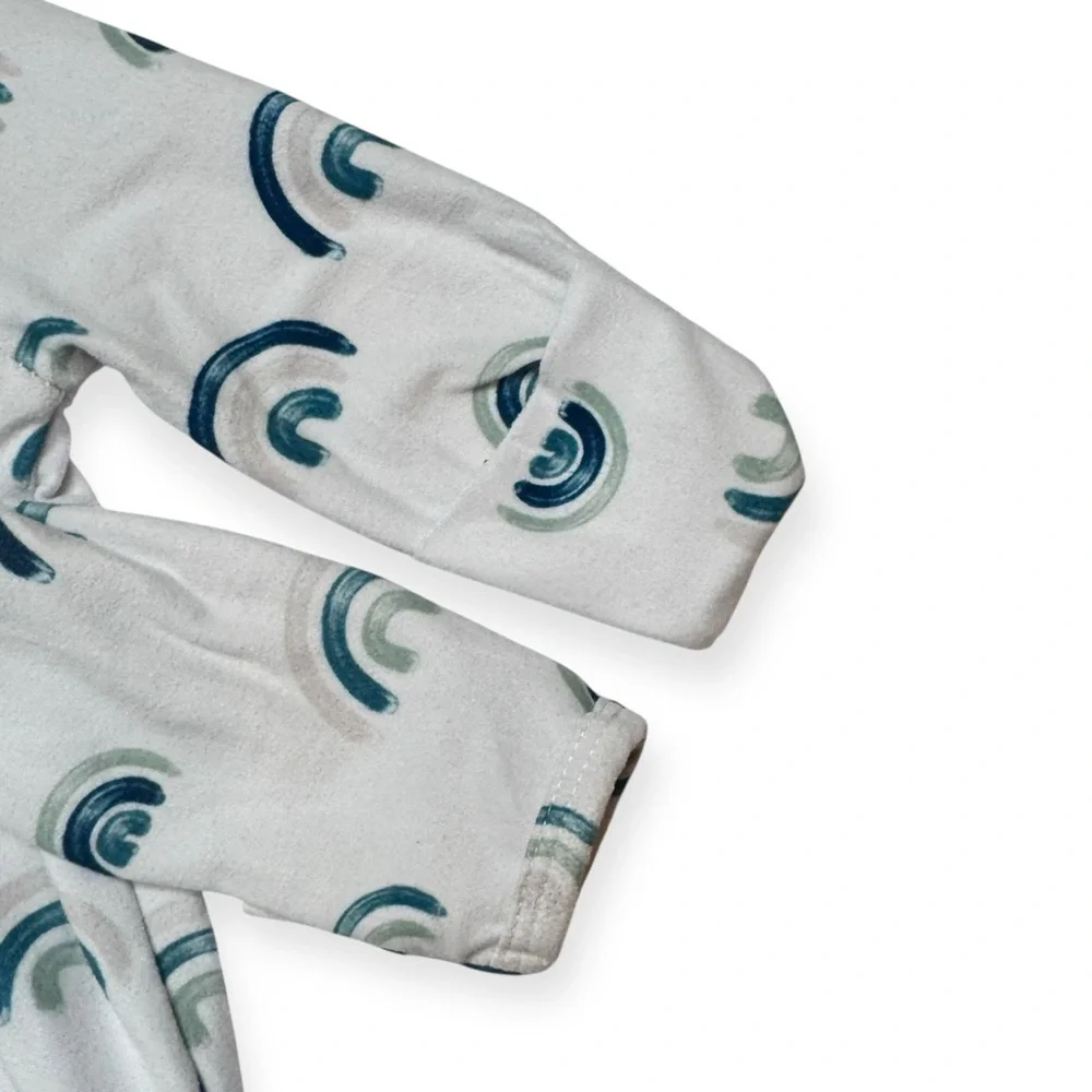 Caden Lane Newborn White and Blue‎ Footies One Piece
